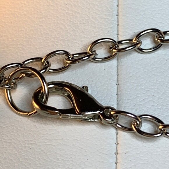 Silver Tone Cable Chain Necklace With Jasper & Aurora Borealis Crystals (NA103) - Picture 4 of 4